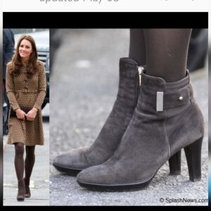 Aquatalia Gray Suede Rogue Royal Ruby Leather Weatherproof Booties Sz: 7.5M